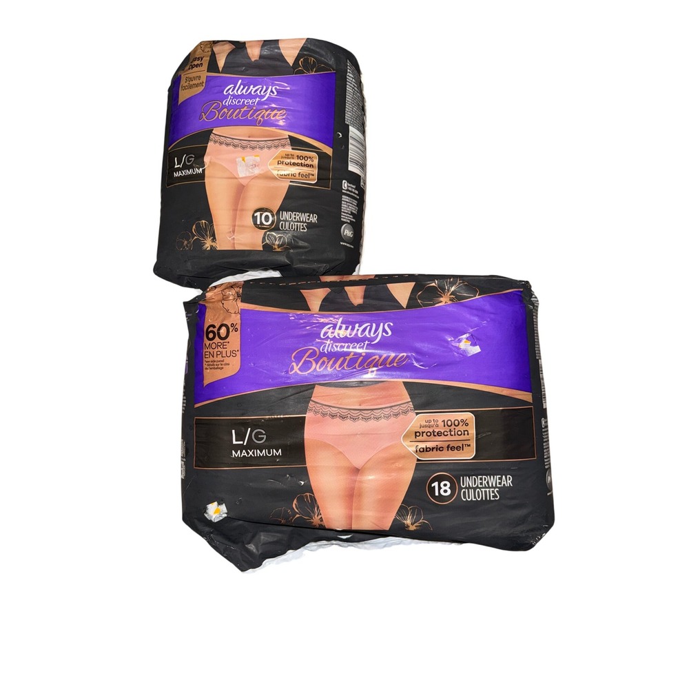 Lot of 2 packs Always Discreet Boutique Maximum absorbency underwear size L/G